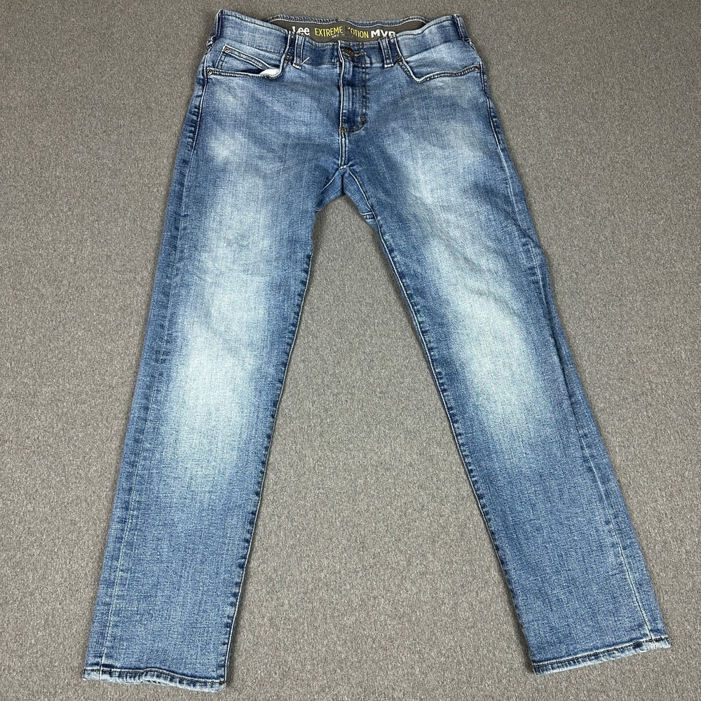 Lee Extreme Motion MVP Slim Fit Jeans Mens 34x30 Blue Medium Wash Stretch Denim